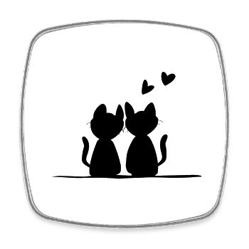 Saint-Valentin Chats romantiques Animaux Amour - Magnet carré - blanc - Devant