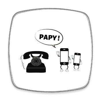 vieux téléphone - Magnet carré - blanc - Devant