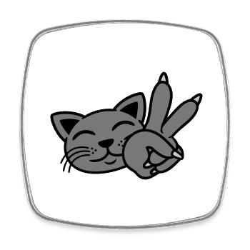 Gesicht Katze Peace Zeichen - Viereckiger Kühlschrankmagnet - Weiß - Vorne
