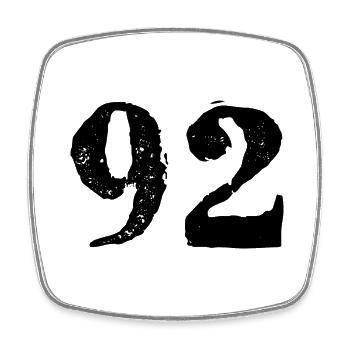 92 number jersey - Square fridge magnet - white - Front