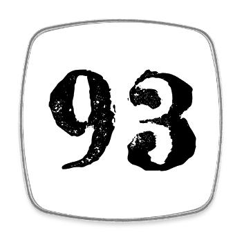 93 number jersey - Square fridge magnet - white - Front