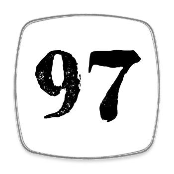 Maillot numéro 97 - Magnet carré - blanc - Devant