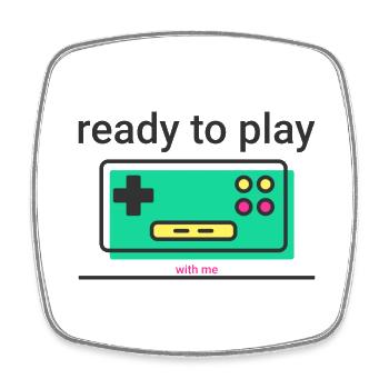 ready to play: retro Game Controller mit Statement - Viereckiger Kühlschrankmagnet - Weiß - Vorne