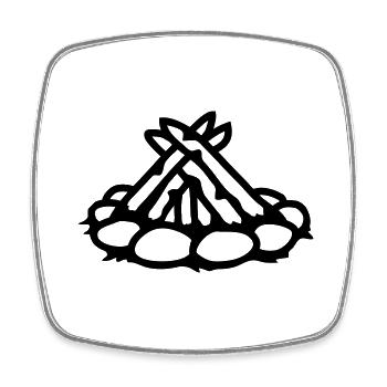 Feu de camp de camping sans feu - Magnet carré - blanc - Devant