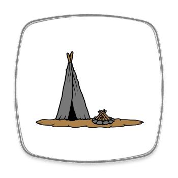Campfire primitive tent design - Square fridge magnet - white - Front