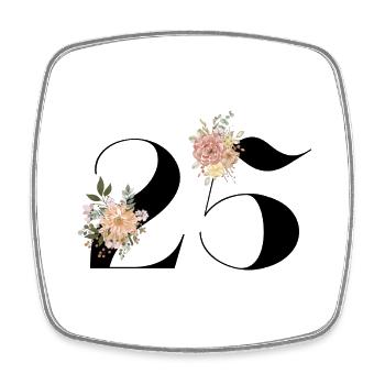 Blumen zum 25-jährigen Jubiläum (Geschenk von 25 Jahren) - Viereckiger Kühlschrankmagnet - Weiß - Vorne