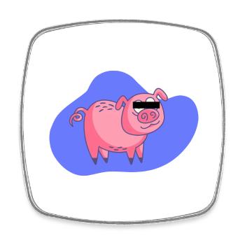 Cartoon Pig - Square fridge magnet - white - Front