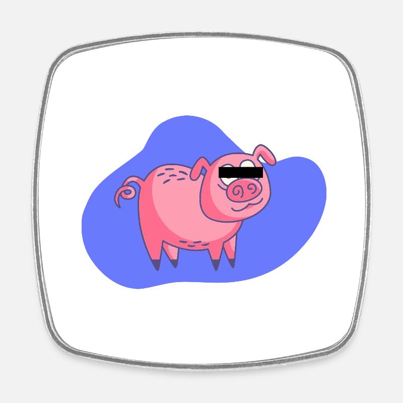 Cartoon Pig - Square fridge magnet - white