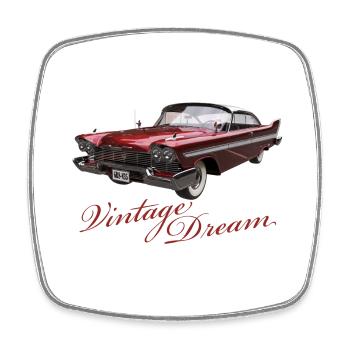 Vintage Dream Car mit Text - Viereckiger Kühlschrankmagnet - Weiß - Vorne