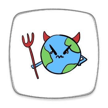 Devil Earth world symbol evil angry - Square fridge magnet - white - Front