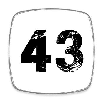 Maillot numéro 43 - Magnet carré - blanc - Devant