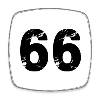 66 Zahl Trikot - Viereckiger Kühlschrankmagnet - Weiß - Vorne