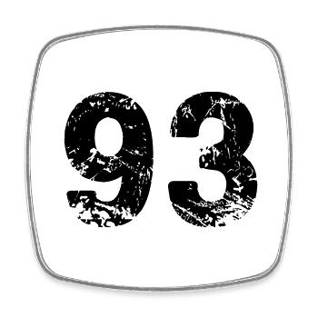 93 number jersey - Square fridge magnet - white - Front