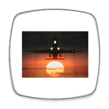 Plane taking off - Square fridge magnet - white - Front