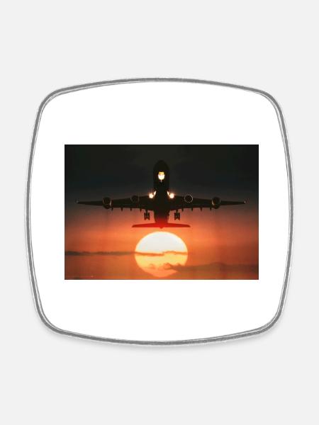 Décollage de l’avion - Magnet carré - blanc