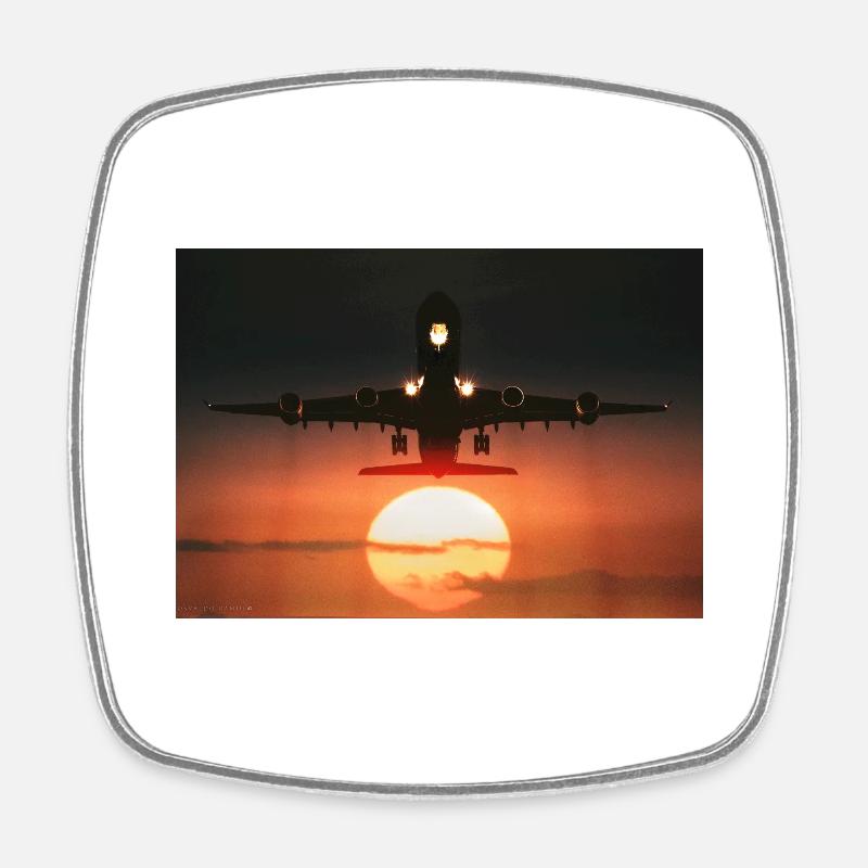 Décollage de l’avion - Magnet carré - blanc