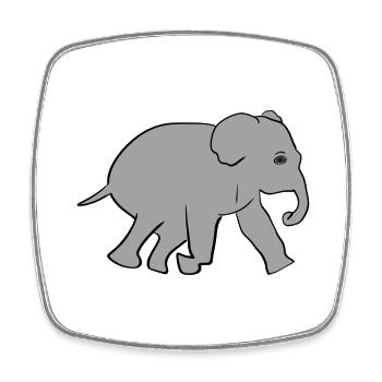 Elefant Tier Symbol Grau - Viereckiger Kühlschrankmagnet - Weiß - Vorne