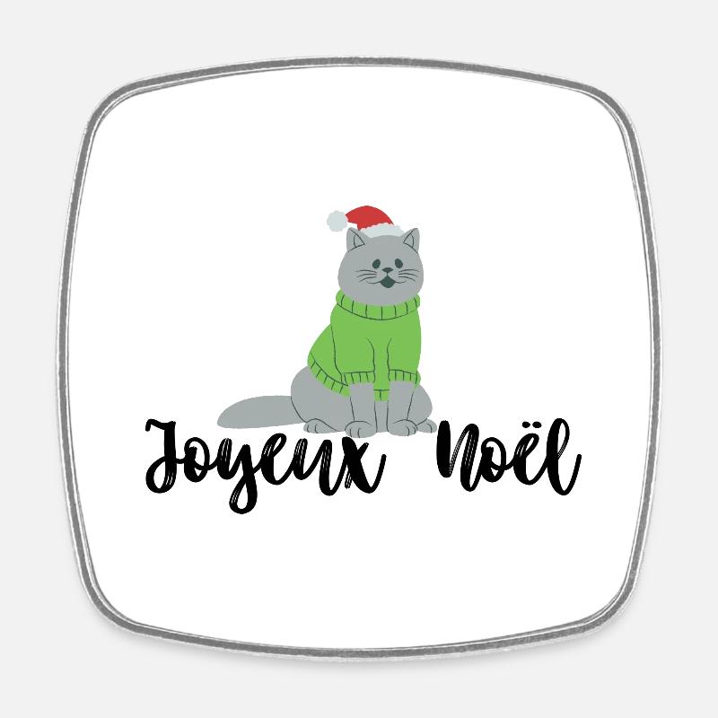 Pull et tee-shirt « Joyeux Noël » avec chat - Magnet carré - blanc