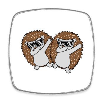 2 amis hérissons dabbing - Magnet carré - blanc - Devant