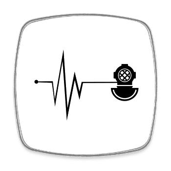 Diving Helmet Diving Pulse - Square fridge magnet - white - Front