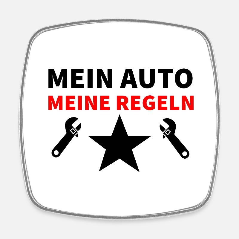 Auto - Viereckiger Kühlschrankmagnet - Weiß