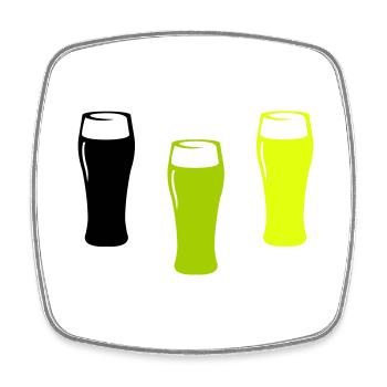 Bier Gläser - Viereckiger Kühlschrankmagnet - Weiß - Vorne