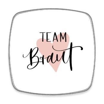 Team Braut T-Shirt JGA Herz, Junggesellenabschied - Viereckiger Kühlschrankmagnet - Weiß - Vorne