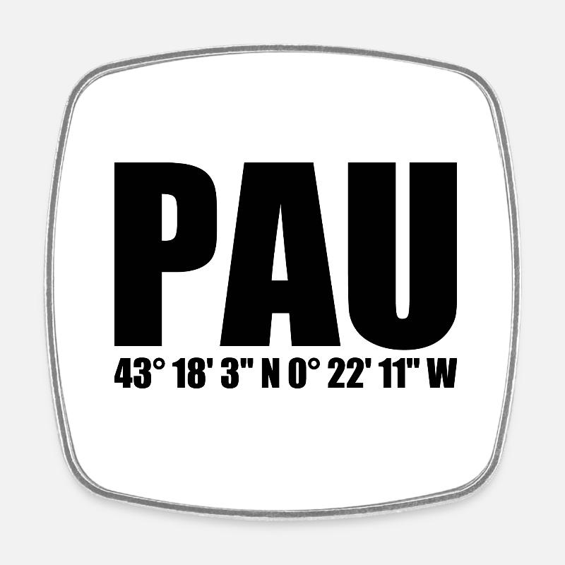 Coordonnées de Pau - Magnet carré - blanc