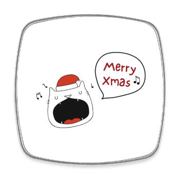 Frohe Weihnachten Katze mit Weihnachtsmütze - Viereckiger Kühlschrankmagnet - Weiß - Vorne