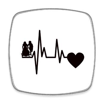 Racing Bob Heartbeat Bob Pulse Tobogganing ECG Winter Sports - Square fridge magnet - white - Front