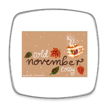 November - Square fridge magnet - white - Front