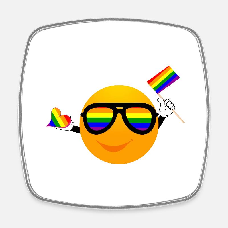 SMILE EMOTICONE LGBTQ - Square fridge magnet - white
