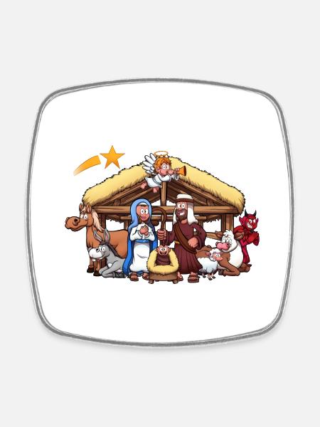 Presepe - Calamita quadrata da frigo - bianco