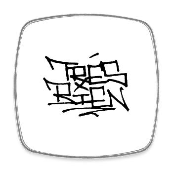 Trés Bien Logo Graffiti Tag Handstyle - Viereckiger Kühlschrankmagnet - Weiß - Vorne