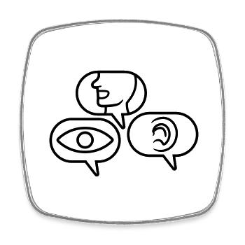 Speech bubbles See Hear Speak - Square fridge magnet - white - Front