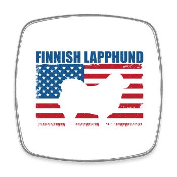 Amerikanische Flagge Finnischer Lapphund - Viereckiger Kühlschrankmagnet - Weiß - Vorne