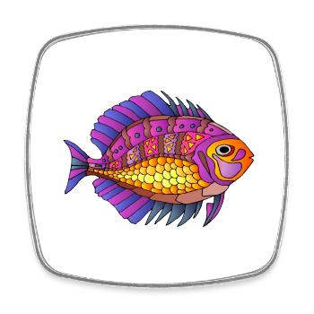 Colorful fish - Square fridge magnet - white - Front
