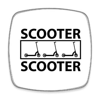 E-Scooter E-Roller Scooter - Viereckiger Kühlschrankmagnet - Weiß - Vorne