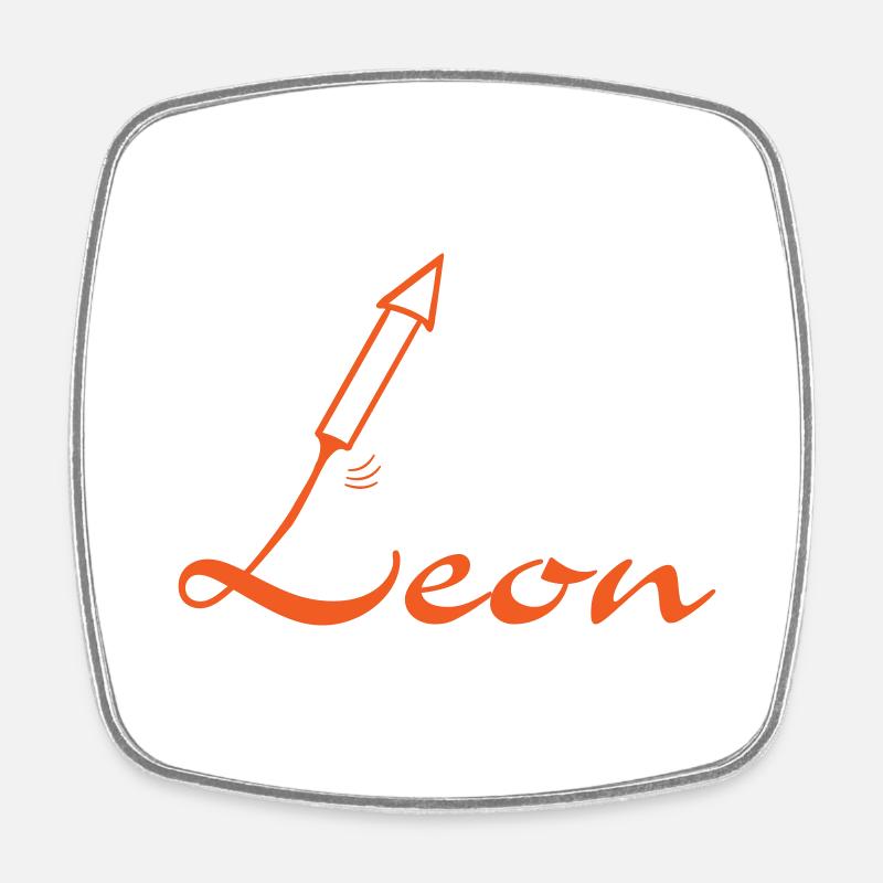 Revendication de Léon avec fusée | Graphique vectoriel - Magnet carré - blanc