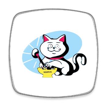 Katze und Ramen - Viereckiger Kühlschrankmagnet - Weiß - Vorne