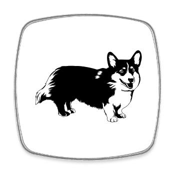 Chien - Magnet carré - blanc - Devant