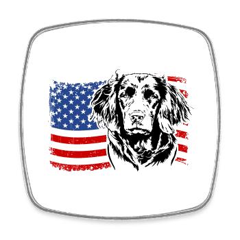German Quaildog America Flag Dogs Wilsigns - Square fridge magnet - white - Front