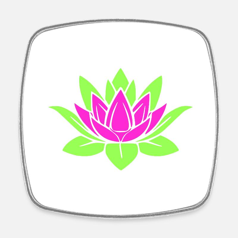 Fleur de Lotus - Mandala - Magnet carré - blanc