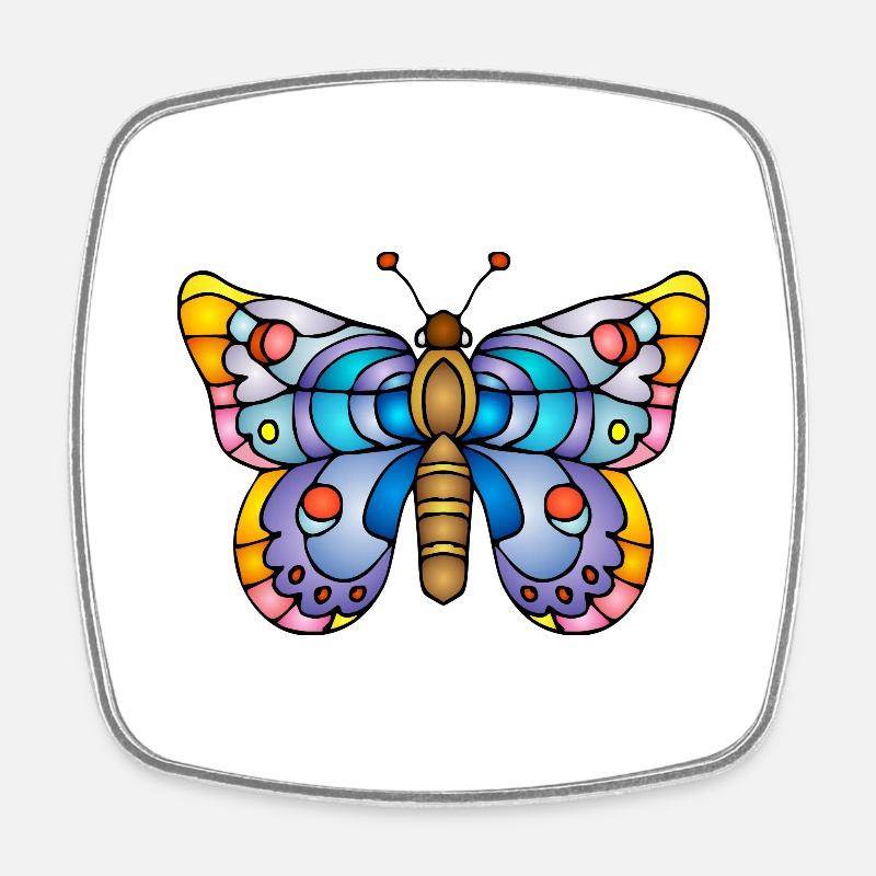 Papillon coloré - Magnet carré - blanc