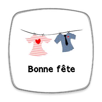 BONNE FÊTE. FÊTE DES MÈRES. FÊTE DES PÈRES. FÊTE - Magnet carré - blanc - Devant