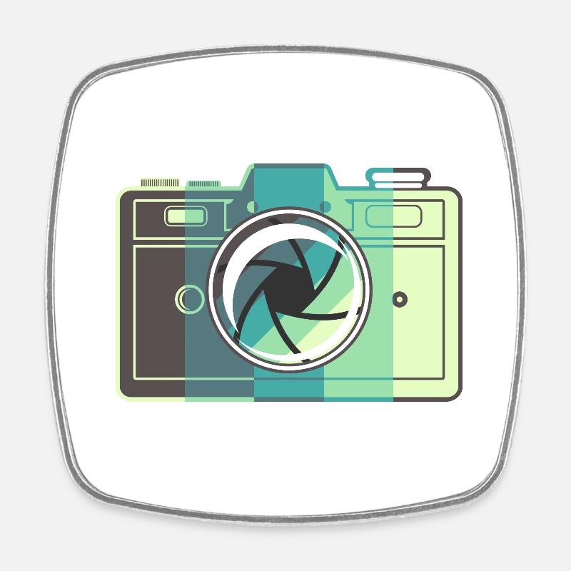 Retro Film Camera - Square fridge magnet - white