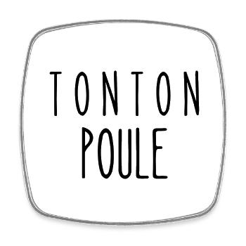 tonton poule - Magnet carré - blanc - Devant