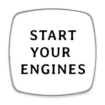 Start your engines - Viereckiger Kühlschrankmagnet - Weiß - Vorne