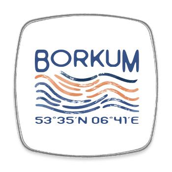 Borkum GPS Koordinaten Nordsee Insel Leuchtturm - Viereckiger Kühlschrankmagnet - Weiß - Vorne