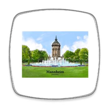 Wasserturm Mannheim Aquarell - Viereckiger Kühlschrankmagnet - Weiß - Vorne